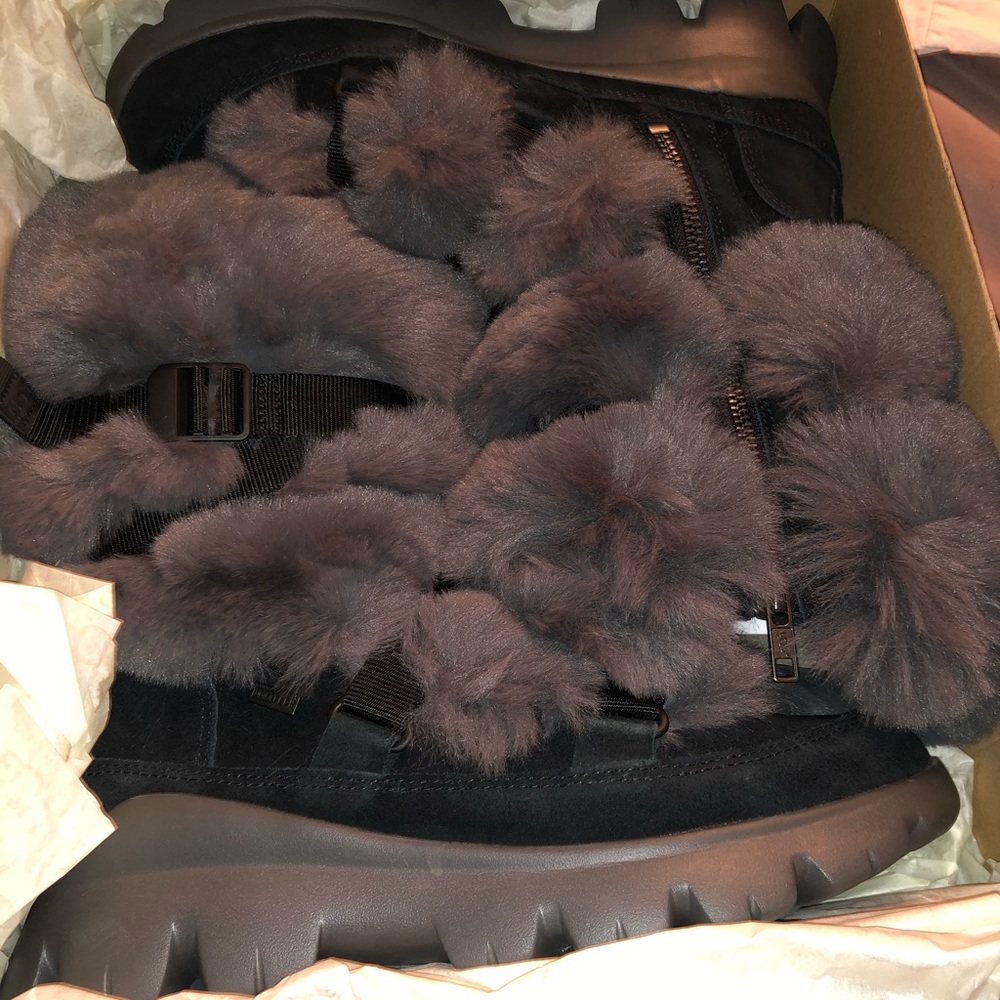 Uggs. Brand new w/ box. Grey fur/grey suede